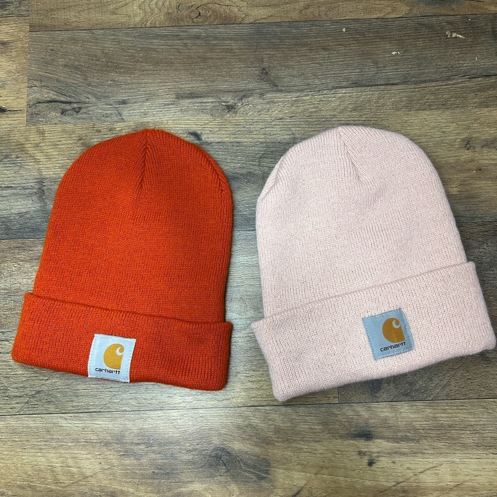 Carhartt Women’s Beanie Duo - Vibrant Orange and Soft Pink